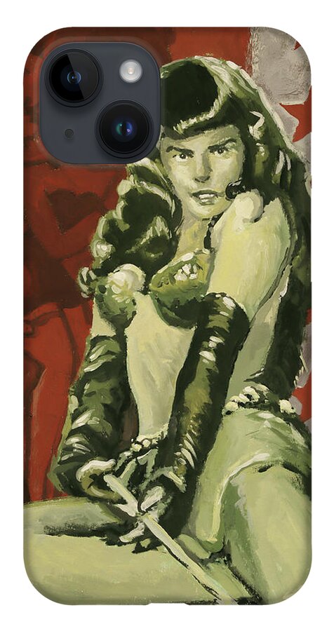 Bettie Page iPhone Case featuring the painting Bettie and Betty by Sv Bell