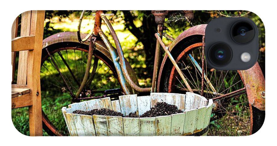 Bench Bicycle iPhone Case featuring the photograph Bicycle Bench1 by John Linnemeyer