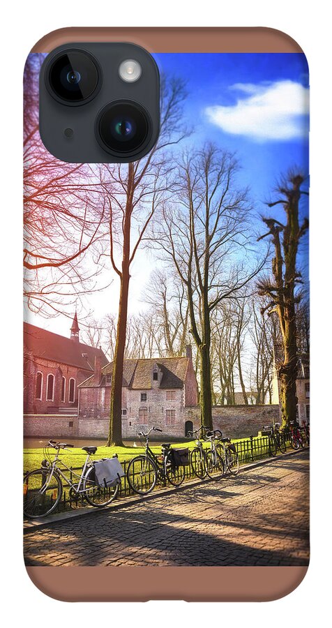 Bruges iPhone 14 Case featuring the photograph Bicycles of Bruges Belgium by Carol Japp
