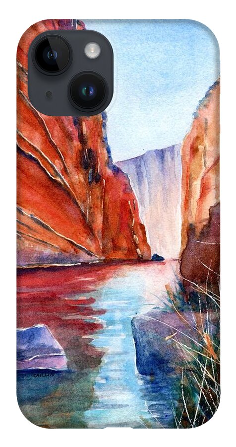 Texas iPhone Case featuring the painting Big Bend Texas Santa Elena Canyon by Carlin Blahnik CarlinArtWatercolor