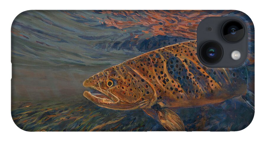 Brown Trout iPhone 14 Case featuring the painting Big Brown by Les Herman
