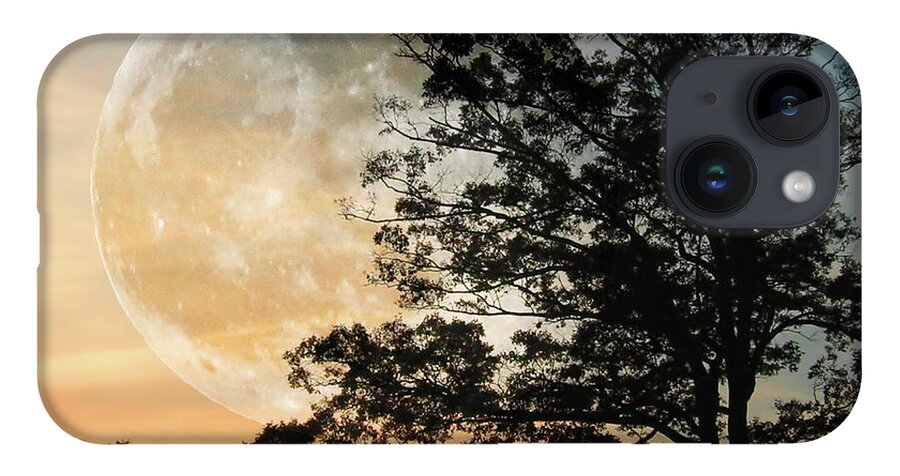 Moon iPhone 14 Case featuring the photograph Big Moon in Sunset by Shara Abel