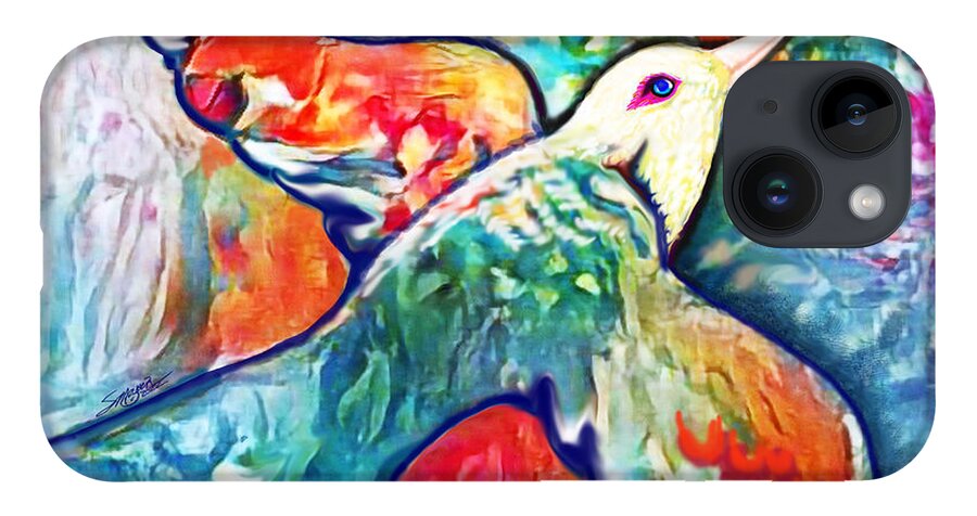 American Art iPhone 14 Case featuring the digital art Bird Flying Solo 011 by Stacey Mayer