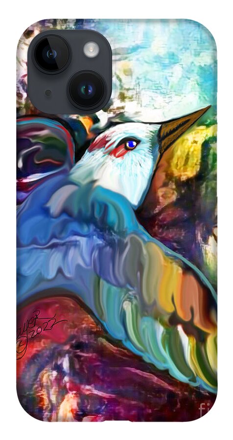 American Art iPhone 14 Case featuring the digital art Bird Flying Solo 012 by Stacey Mayer