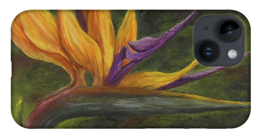 Hawaiian Flower iPhone 14 Case featuring the painting Bird Of Paridise 2 by Darice Machel McGuire