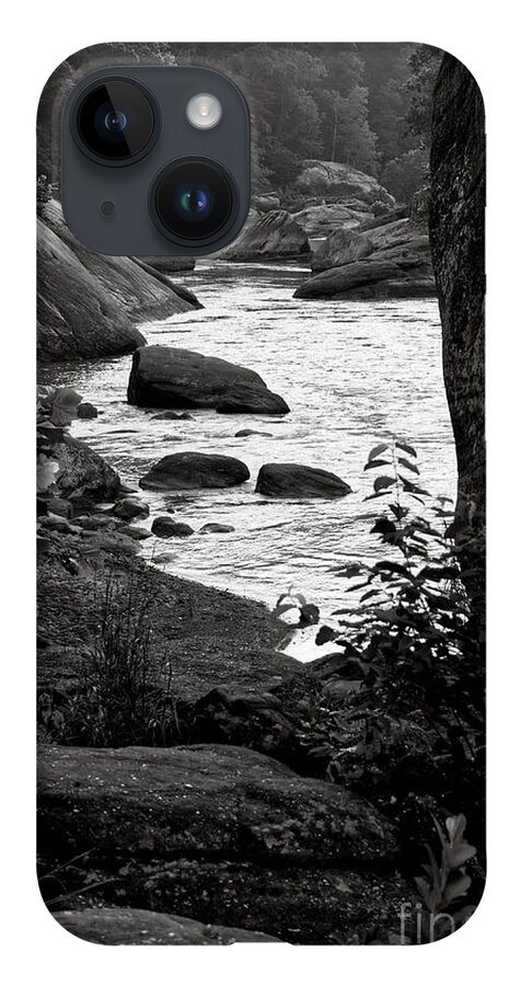 Boulders iPhone 14 Case featuring the photograph Black And White Cumberland River by Phil Perkins