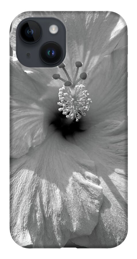 Flower iPhone 14 Case featuring the photograph Black and White Hibiscus by Mafalda Cento