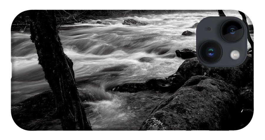 Middle Prong Trail iPhone 14 Case featuring the photograph Black And White River 3 by Phil Perkins