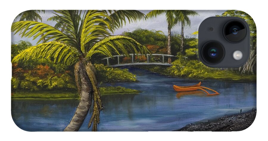 Landscape iPhone 14 Case featuring the painting Black Sand Beach by Darice Machel McGuire