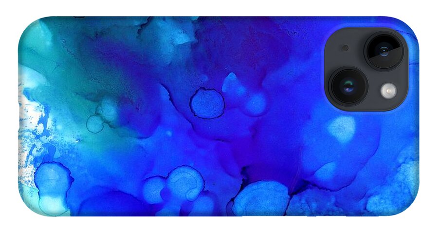 Blue iPhone Case featuring the painting Blue Abstract 57 by Lucie Dumas