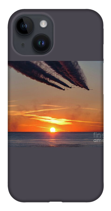 Blue Angels iPhone Case featuring the photograph Blue Angels Flying Over The Sunset by Beachtown Views