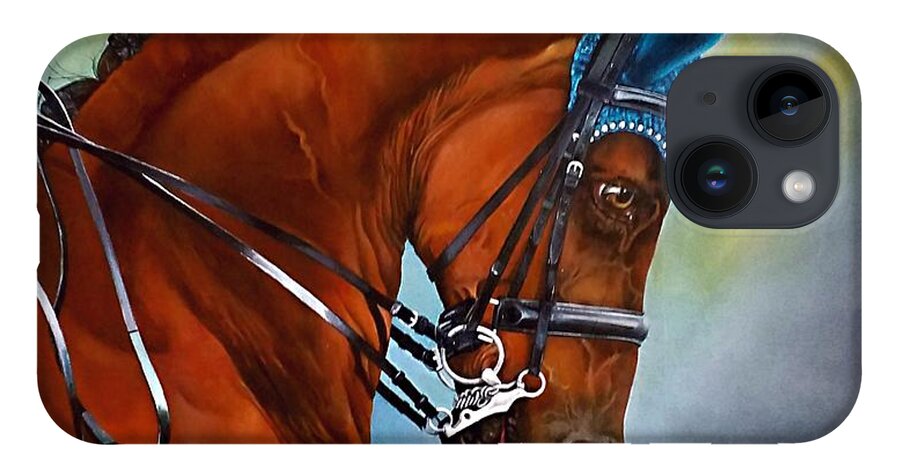 Horse iPhone 14 Case featuring the painting Blue Bonnette Deux by Dana Newman
