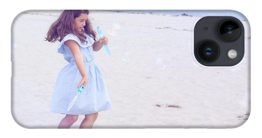 Girl iPhone 14 Case featuring the photograph Blue Bubbles by Theresa Johnson