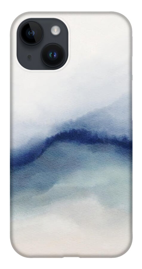 Landscape iPhone 14 Case featuring the mixed media Blue Desert Landscape 2- Art by Linda Woods by Linda Woods
