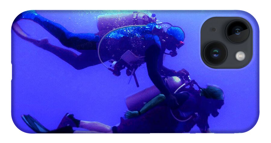 Deep Blue Is A Digital Expression Of The Deep-sea Diving Experience. iPhone 14 Case featuring the digital art Blue Dimensions 3 by Aldane Wynter