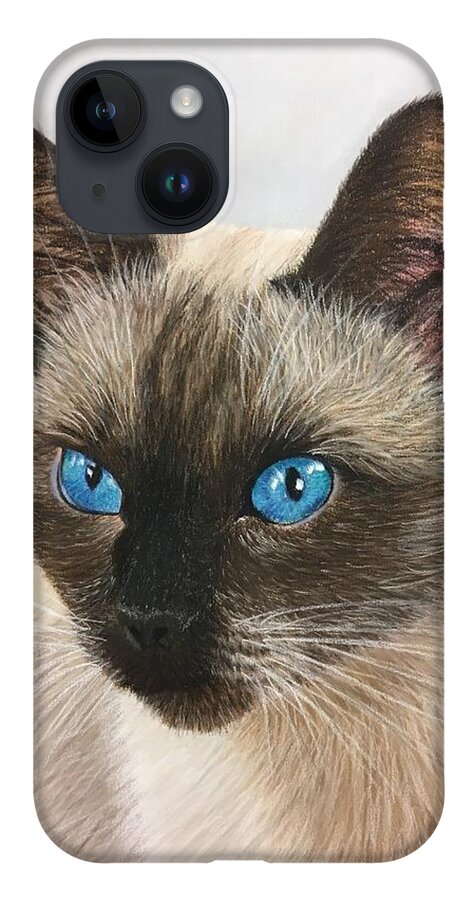Siamese iPhone 14 Case featuring the pastel Blue Eyes by Marlene Little