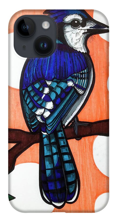 Blue Jay iPhone 14 Case featuring the drawing Blue Jay by Creative Spirit