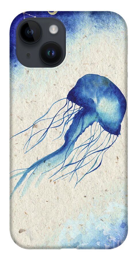 Blue Jellyfish iPhone Case featuring the painting Blue Jellyfish by Garden Of Delights