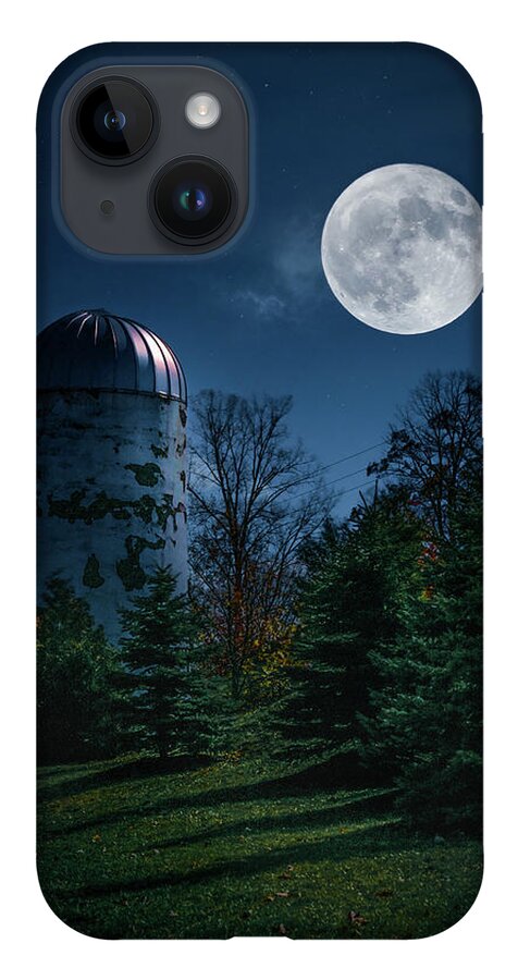 No People iPhone 14 Case featuring the photograph Blue Moon Silo by Dee Potter