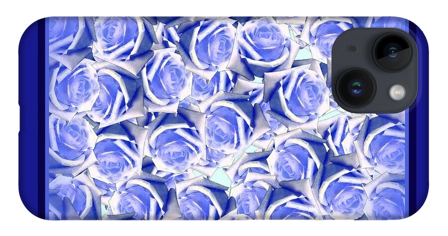 Blue iPhone 14 Case featuring the digital art Blue Roses 2020 Trending Color by Delynn Addams