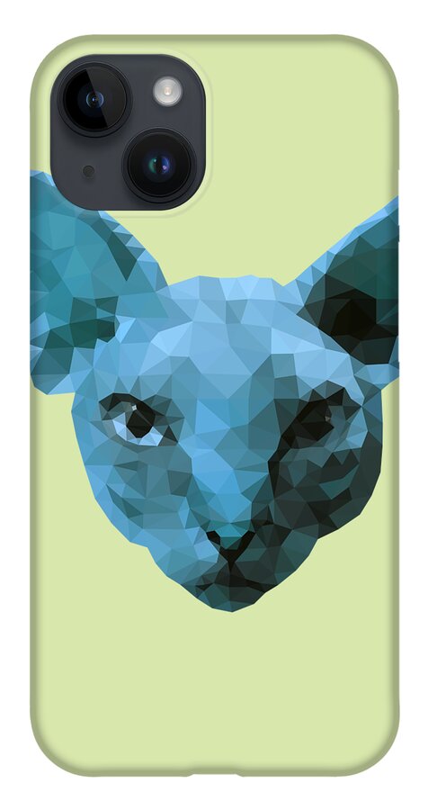Sphynx iPhone 14 Case featuring the digital art Blue Sphynx by Jindra Noewi
