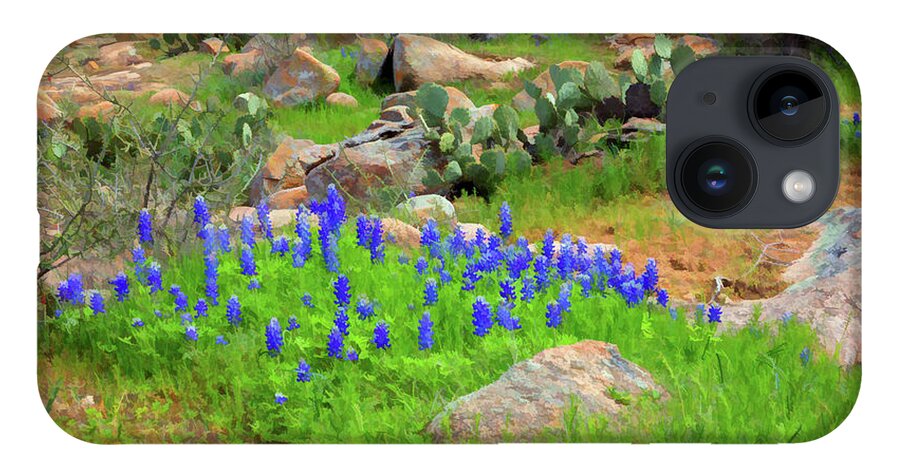 Flower iPhone 14 Case featuring the photograph Bluebonnets Texas Style-Digital Art by Steve Templeton