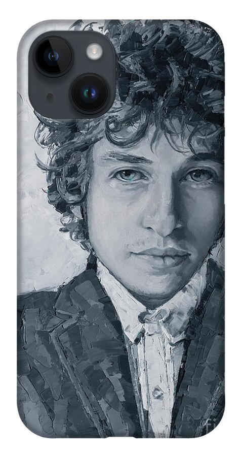 Dylan iPhone 14 Case featuring the painting Bob Dylan, 2020 by PJ Kirk