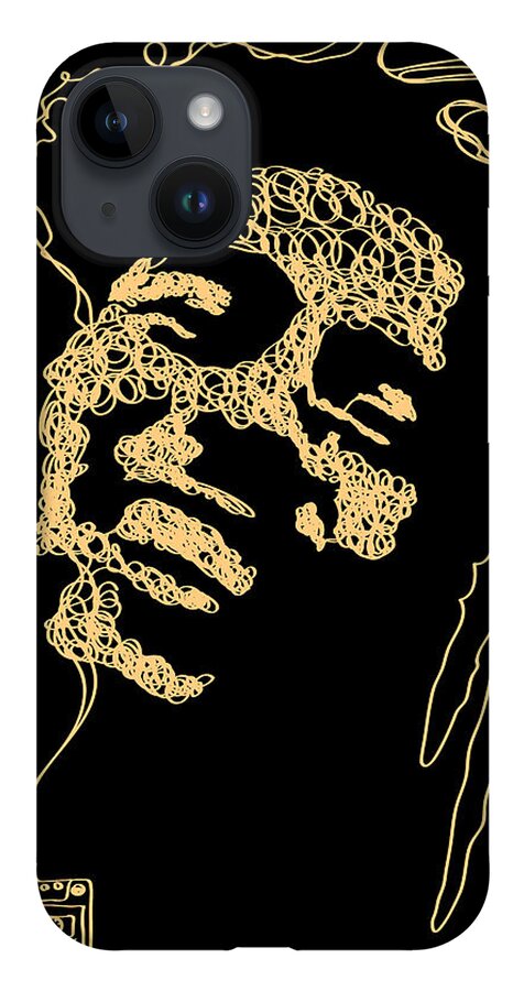 Art iPhone 14 Case featuring the painting Bob - one line drawing portrait by Vart. by Vart