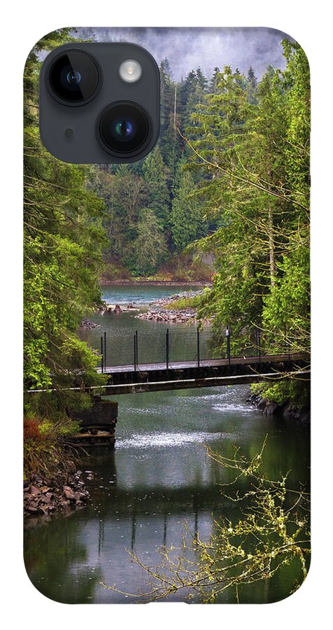 Alex Lyubar iPhone 14 Case featuring the photograph Bridge over the forest stream by Alex Lyubar