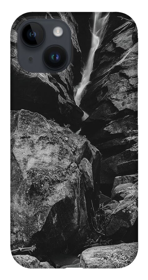 Broken Rock Falls Black And White iPhone 14 Case featuring the photograph Broken Rock Falls Ohio Black And White by Dan Sproul