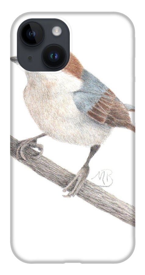Bird Art iPhone 14 Case featuring the painting Brown-Headed Nuthatch by Monica Burnette