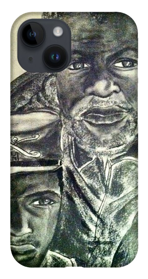  iPhone 14 Case featuring the mixed media B.Soldier by Angie ONeal