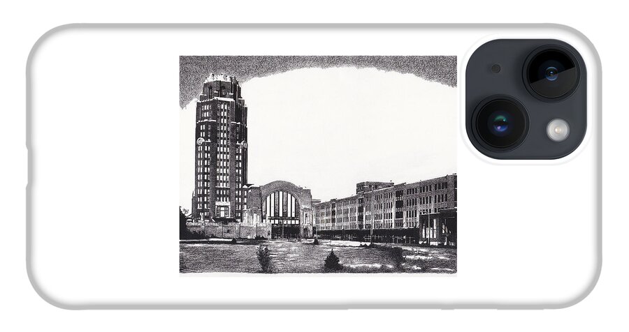 Historic iPhone 14 Case featuring the drawing Buffalo Central Terminal by Mark Baranowski