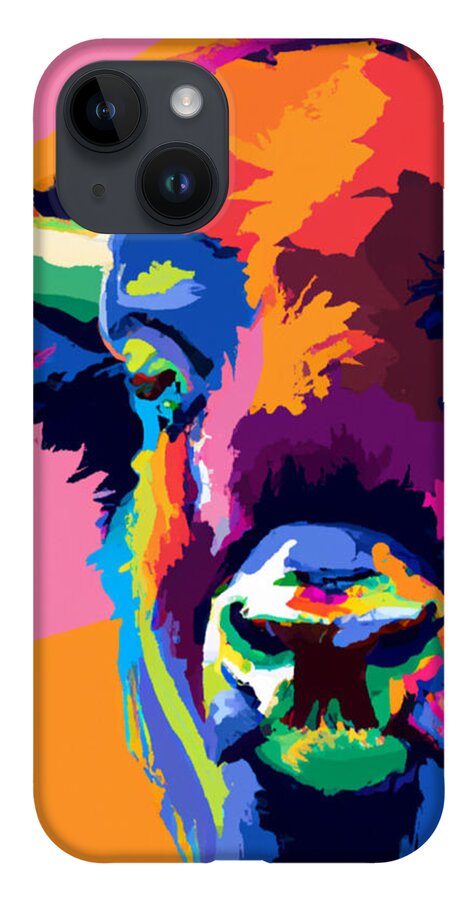  iPhone 14 Case featuring the painting Buffalo pop. by Emanuel Alvarez Valencia