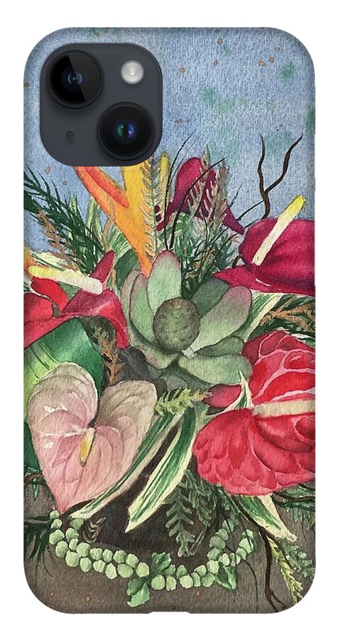Anthurium iPhone Case featuring the painting Tropical Bouquet by Kelly Miyuki Kimura