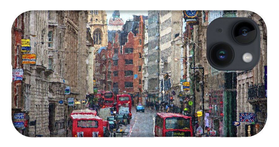 London iPhone 14 Case featuring the digital art Busy London Street by SnapHappy Photos