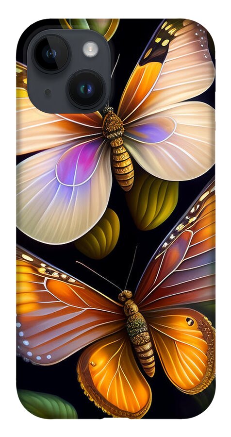 Illustration iPhone Case featuring the digital art Butterflies by Lori Hutchison
