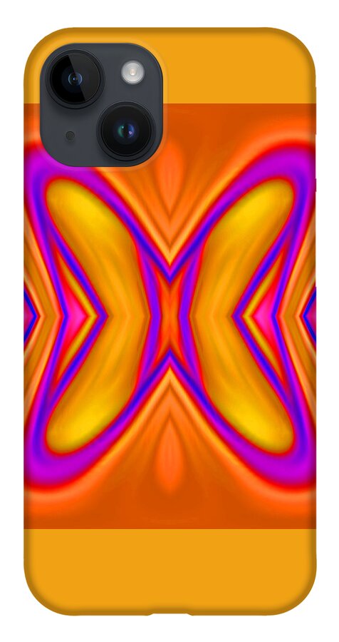 Abstract Art iPhone 14 Case featuring the digital art Butterfly Abstract Mango by Ronald Mills