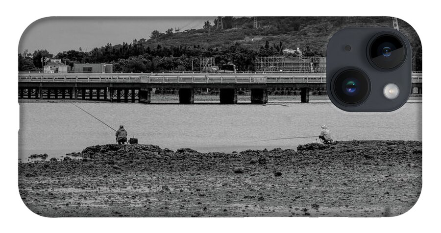 Fishing iPhone Case featuring the photograph BW- Fishing at Low Tide by Eric Hafner