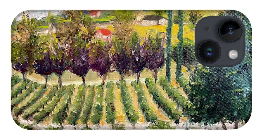 Oak Mountain iPhone Case featuring the painting Cabernet Lot at Oak Mountain Winery by Roxy Rich