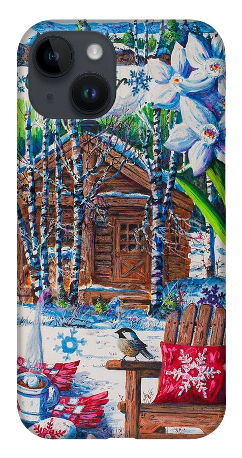 Log Cabin iPhone 14 Case featuring the painting Cabin Fever by Diane Phalen