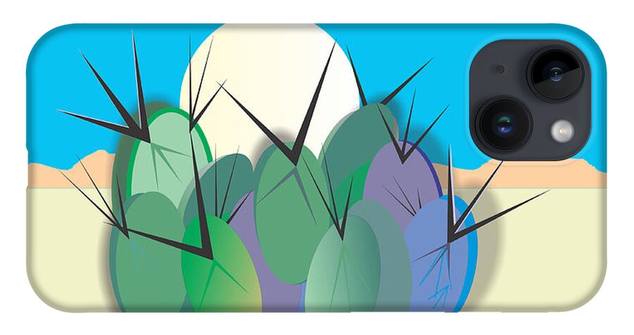 Southwest iPhone 14 Case featuring the digital art Cacti Gathering Three by Ted Clifton
