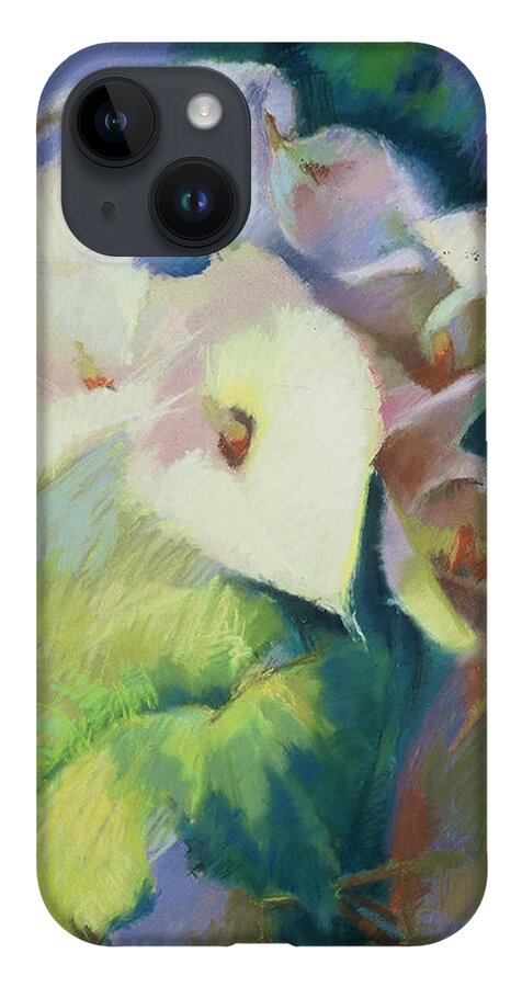 Cala Lilies iPhone 14 Case featuring the painting Cala Lilies by Cathy Locke