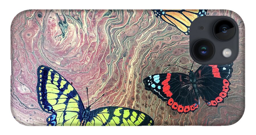 Butterflies iPhone 14 Case featuring the painting California Butterflies by Lucy Arnold