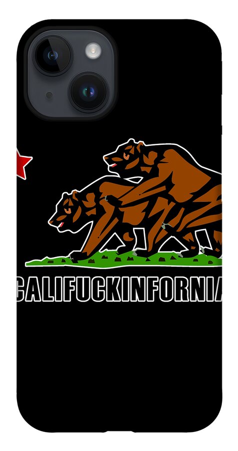 Funny iPhone 14 Case featuring the digital art Califuckinfornia by Flippin Sweet Gear
