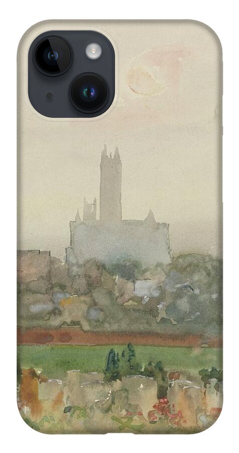 Canterbury Cathedral 1889 Childe Hassam Sketch iPhone 14 Case featuring the painting Canterbury Cathedral 1889 Childe Hassam by MotionAge Designs