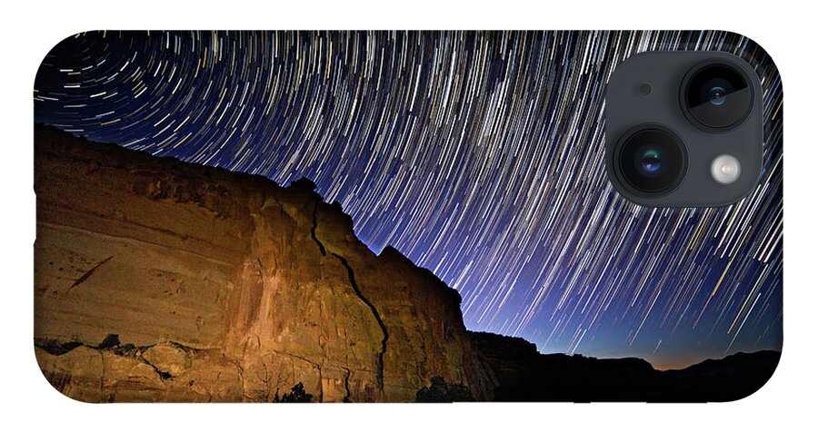 Startrail iPhone 14 Case featuring the photograph Capitol Reef Star Trail by Wesley Aston