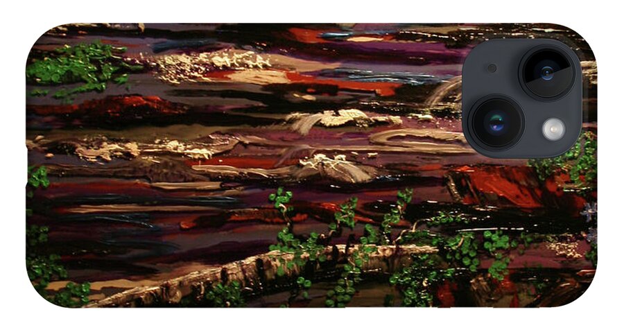 River iPhone 14 Case featuring the painting CAscade by Marilyn Quigley