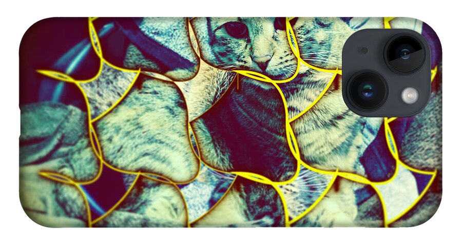 Abstract iPhone Case featuring the digital art Cat 2 by Marko Sabotin