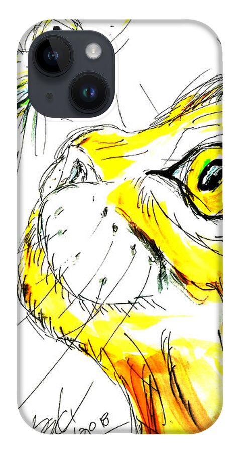 Cat iPhone 14 Case featuring the mixed media Cat Bug Stare down by Brent Knippel